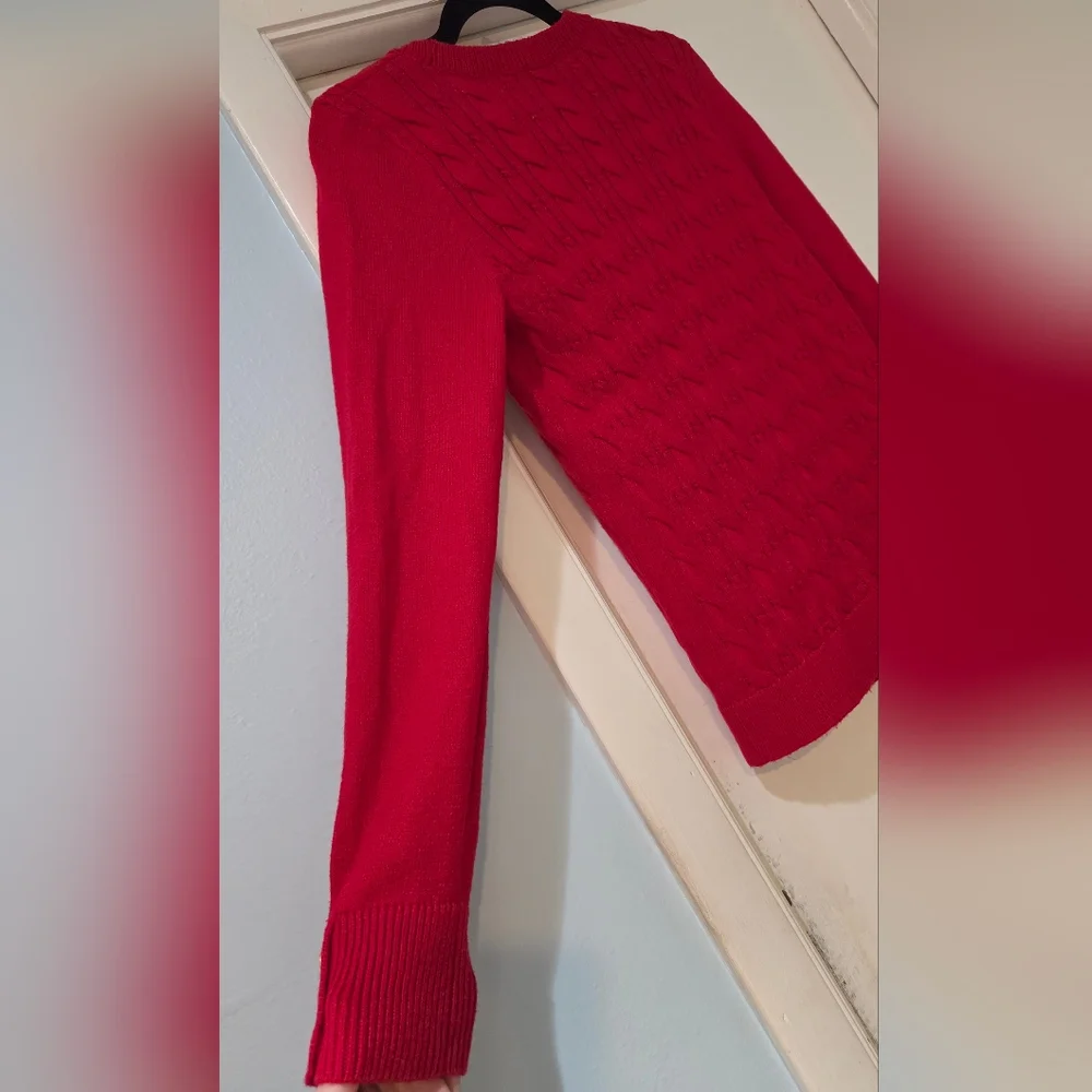 Women's Talbots Red Cable Knit Crewneck Sweater, Size S - Picture 12 of 15